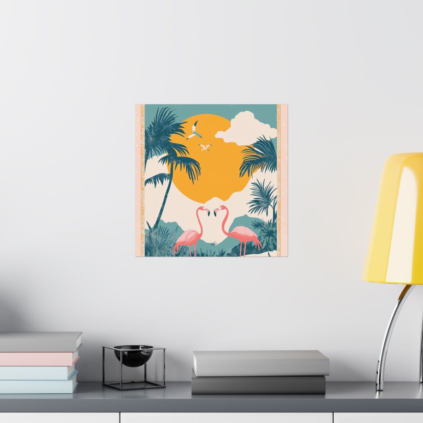 Welcome to Miami - Tropical Flamingo Poster - Boho Wall Art - Bohemian Art Prints - Home Décor