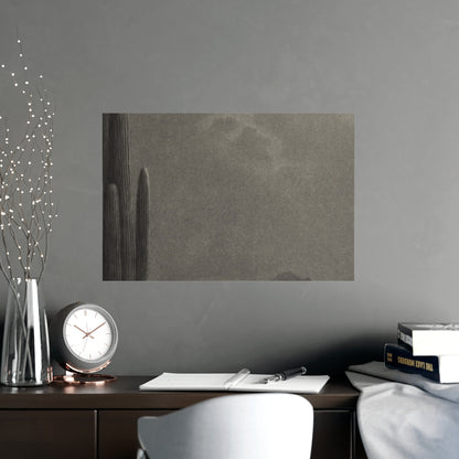 New Moon and Evening Star over Cactus- Celestial Fine Art Poster