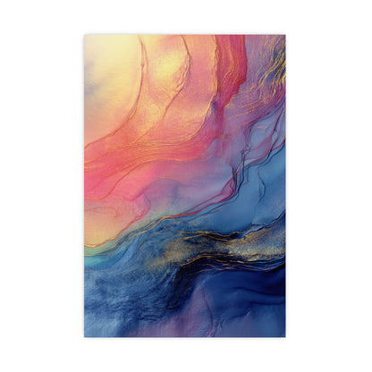 Muse (Style C) - Modern Abstract Fluid Art - Blue/Pink with Gold Highlights - Giclee Fine Art Print