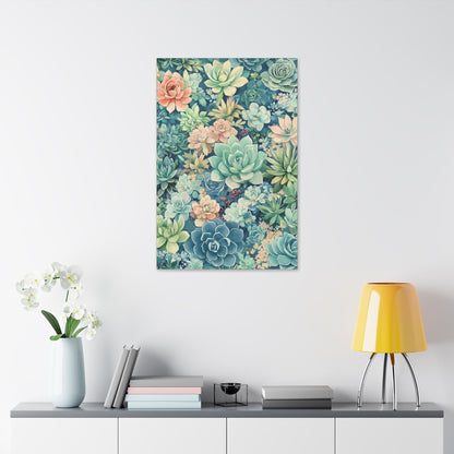 Succulents in Pastel - Secret Garden Collection - Fine Art Print on Canvas