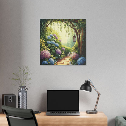 Hydrangea Courtyard - Secret Garden Series - Fine Art Print on Canvas
