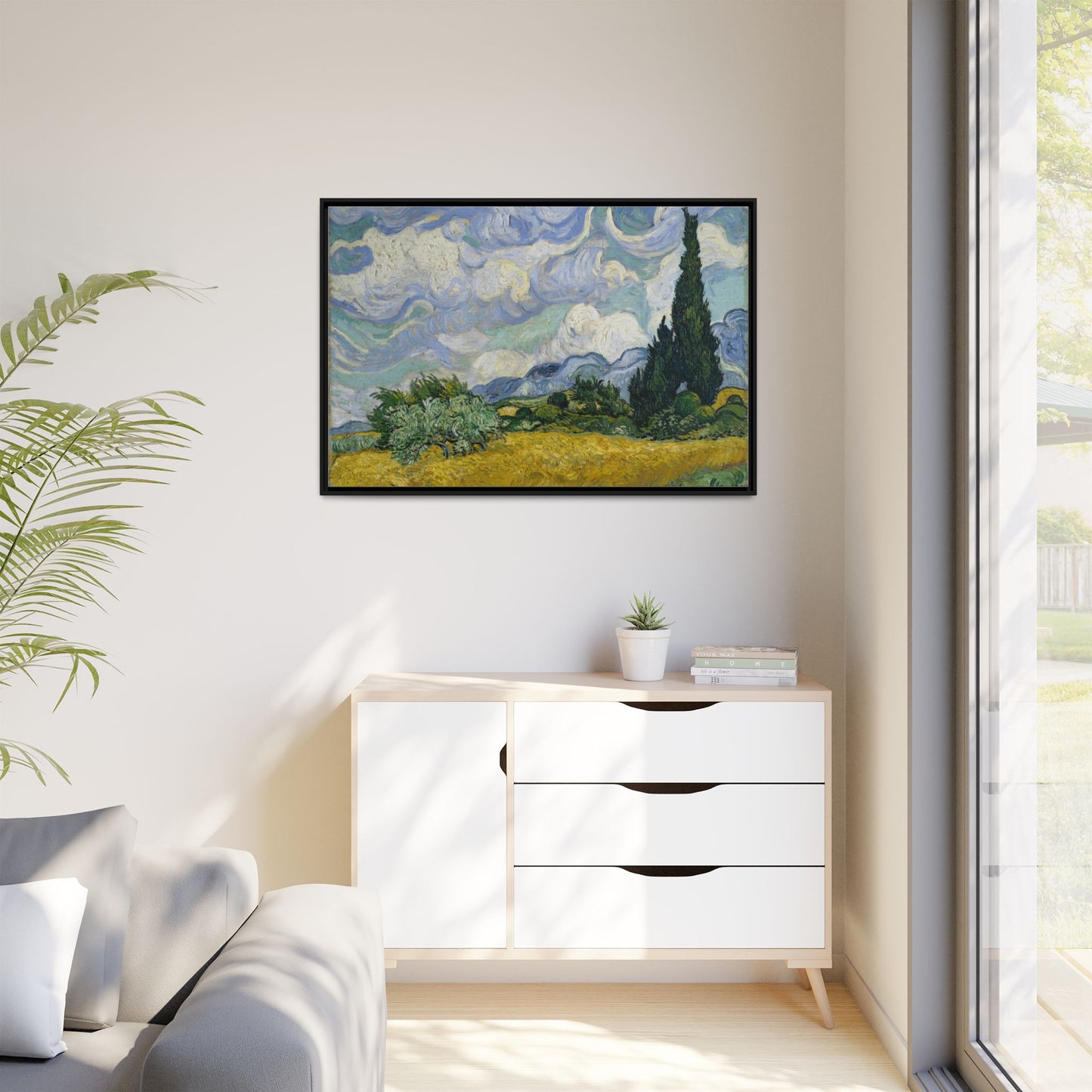 Van Gogh - Wheat Field with Cypresses - Museum Collection - Framed Canvas Print