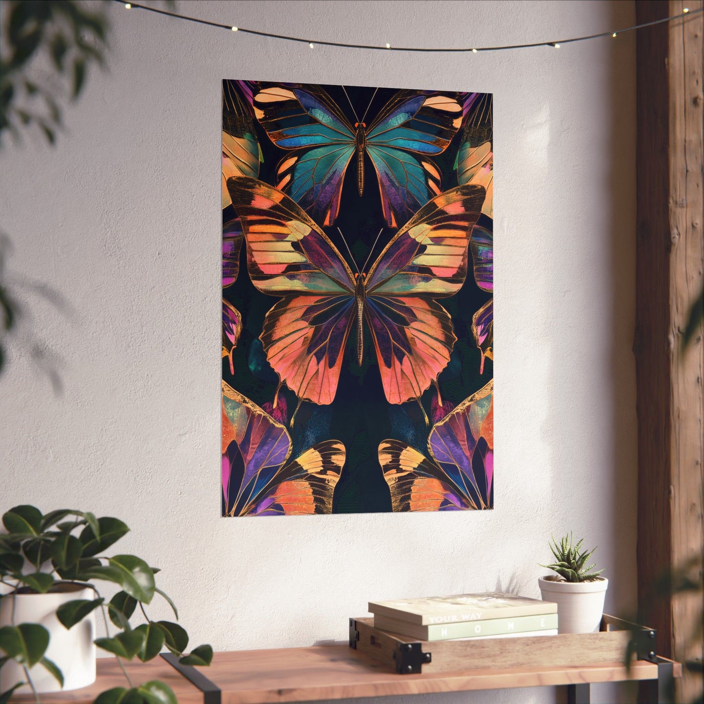 Vibrant Boho Butterflies Fine Art Pint - Matte Poster - Colorful Wall Art for Nature Lovers