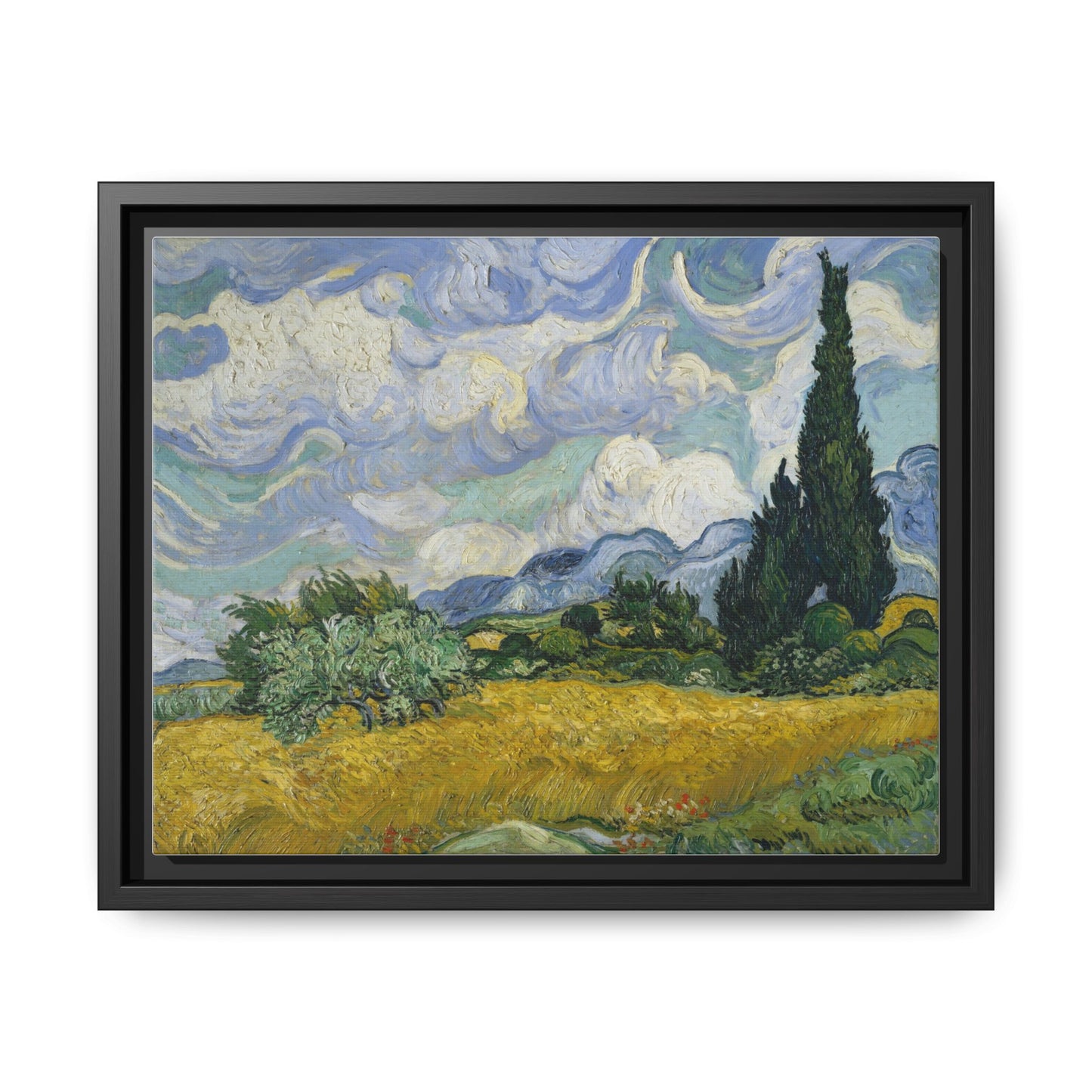 Van Gogh - Wheat Field with Cypresses - Museum Collection - Framed Canvas Print