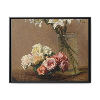 Henri Fantin-Latour : Roses and Lilies (1888) - Giclee Fine Art Print - Museum Collection Framed Canvas Print