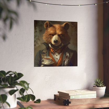 Well, Excuse Me - The Gentleman - Bear Portrait - Whimsical Animals - Poster - Unique Wall Art