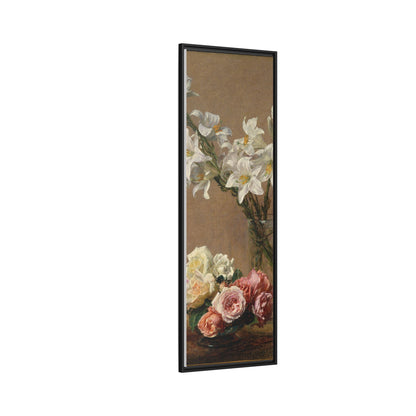 Henri Fantin-Latour : Roses and Lilies (1888) - Giclee Fine Art Print - Museum Collection Framed Canvas Print