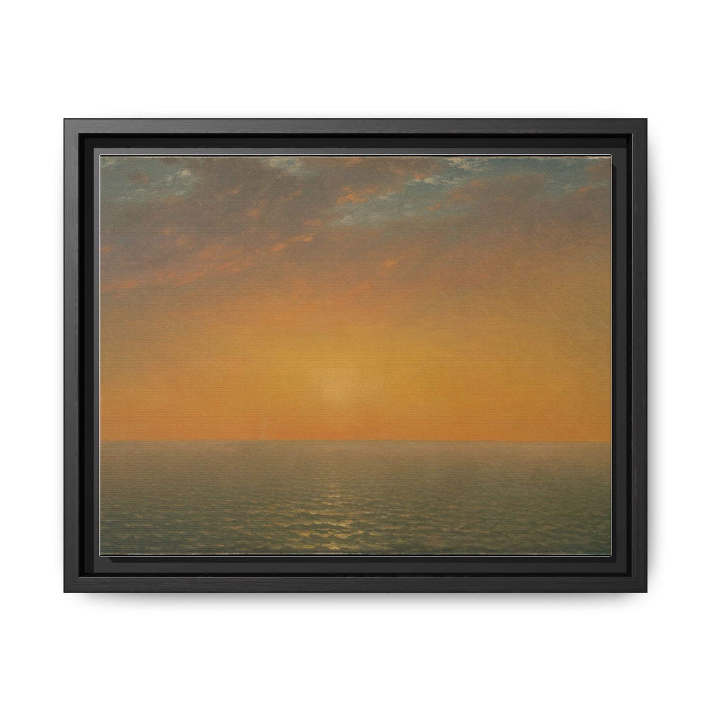 John Frederick Kensett : Sunset on the Sea (1872) - Museum Collection - Framed Canvas Print