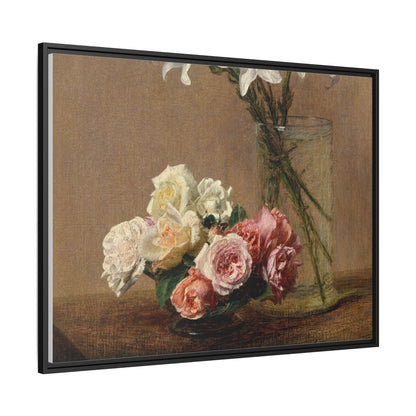 Henri Fantin-Latour : Roses and Lilies (1888) - Giclee Fine Art Print - Museum Collection Framed Canvas Print
