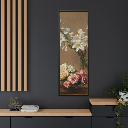 Henri Fantin-Latour : Roses and Lilies (1888) - Giclee Fine Art Print - Museum Collection Framed Canvas Print