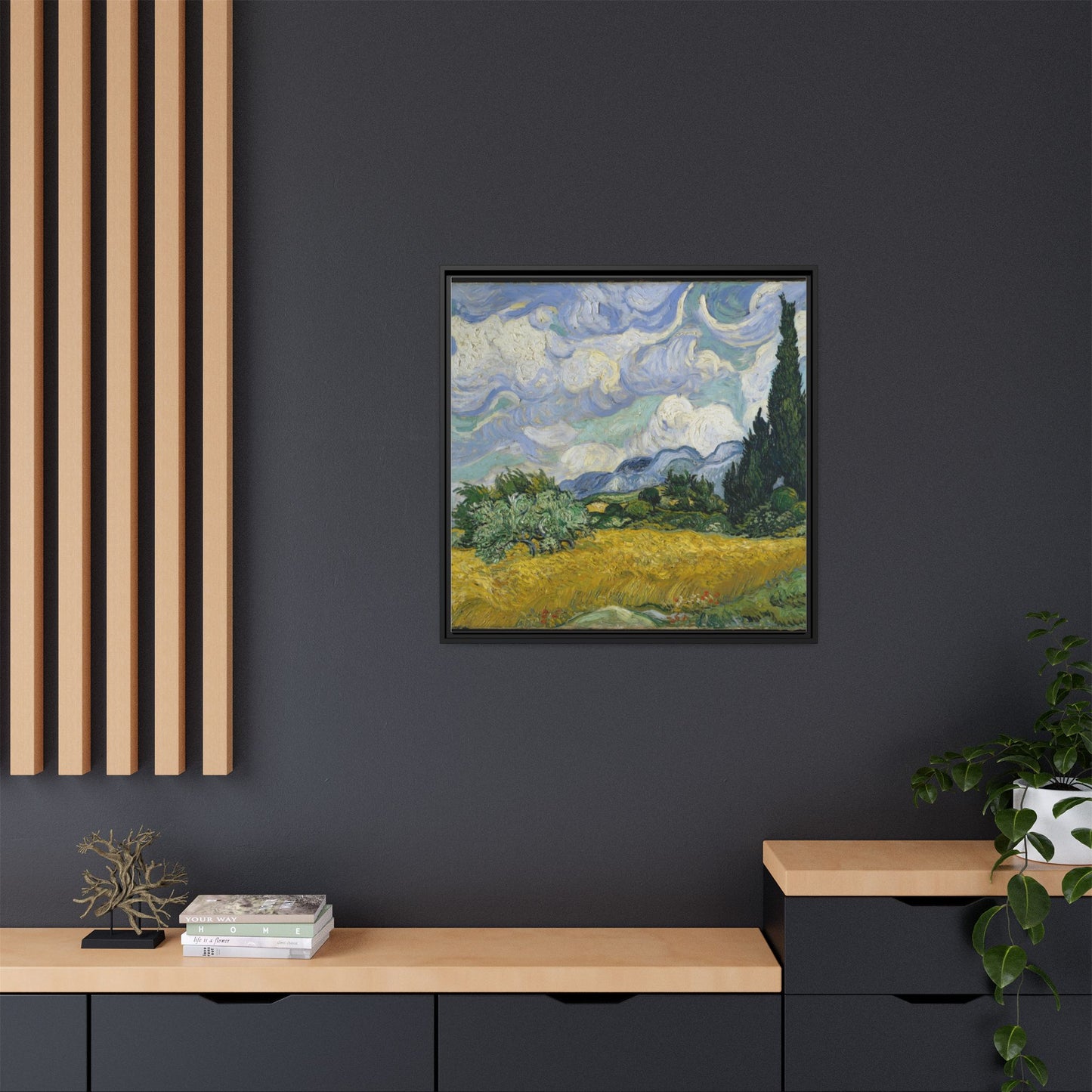 Van Gogh - Wheat Field with Cypresses - Museum Collection - Framed Canvas Print