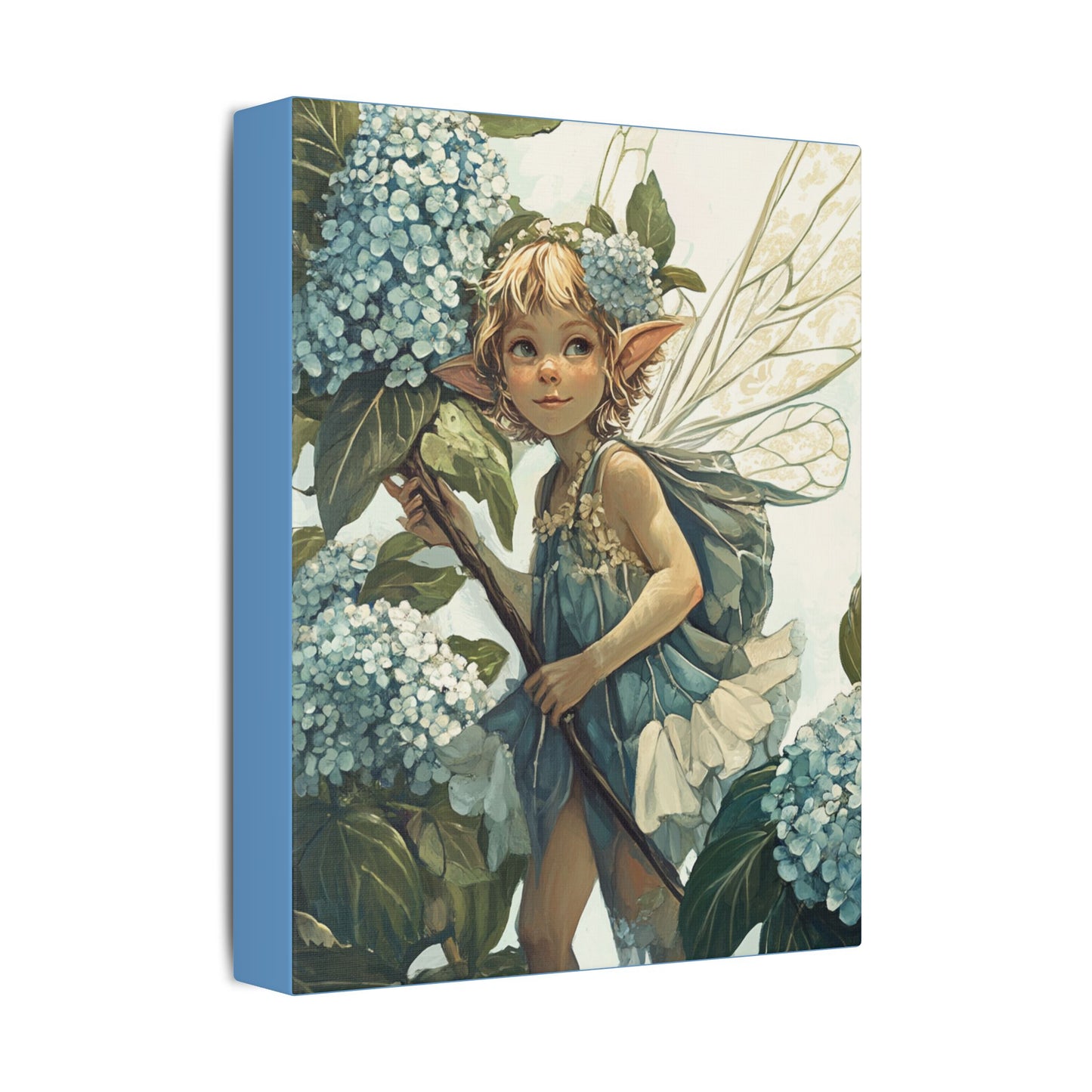 Blue Hydrangea - Flowers & Fairies Collection - Fine Art Print on Canvas