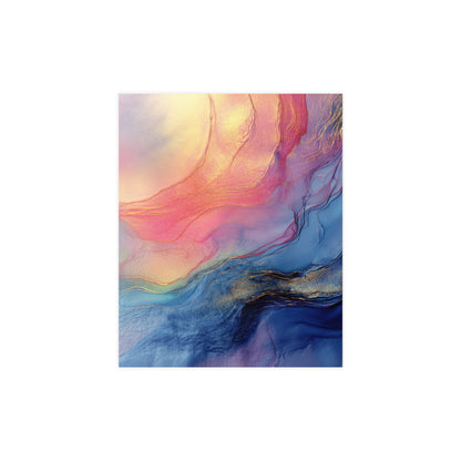 Muse (Style C) - Modern Abstract Fluid Art - Blue/Pink with Gold Highlights - Giclee Fine Art Print
