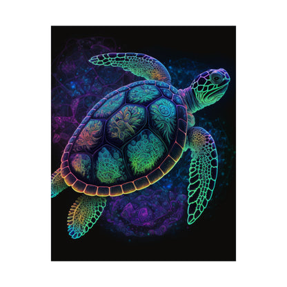 Trippy Turtle - Nautical Fine Art Print - Matte Vertical Poster - Ocean Art for Beach Lovers