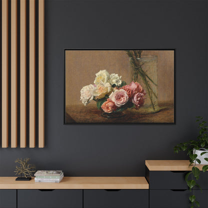 Henri Fantin-Latour : Roses and Lilies (1888) - Giclee Fine Art Print - Museum Collection Framed Canvas Print