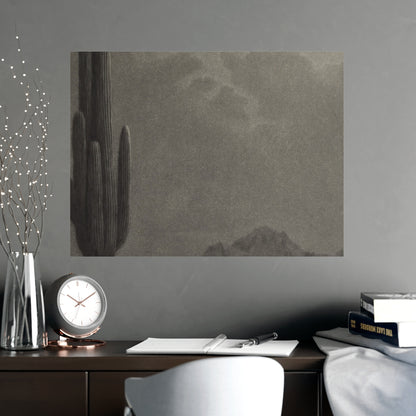 New Moon and Evening Star over Cactus- Celestial Fine Art Poster