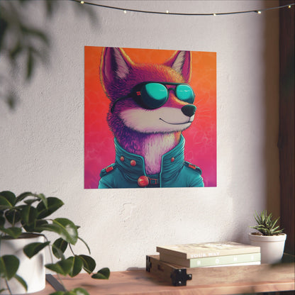 Fetching Fox - Whimsical Animals Art Poster Series - Trendy Wall Art - Vibrant Art Prints - Funny Animal Portrait Style Posters