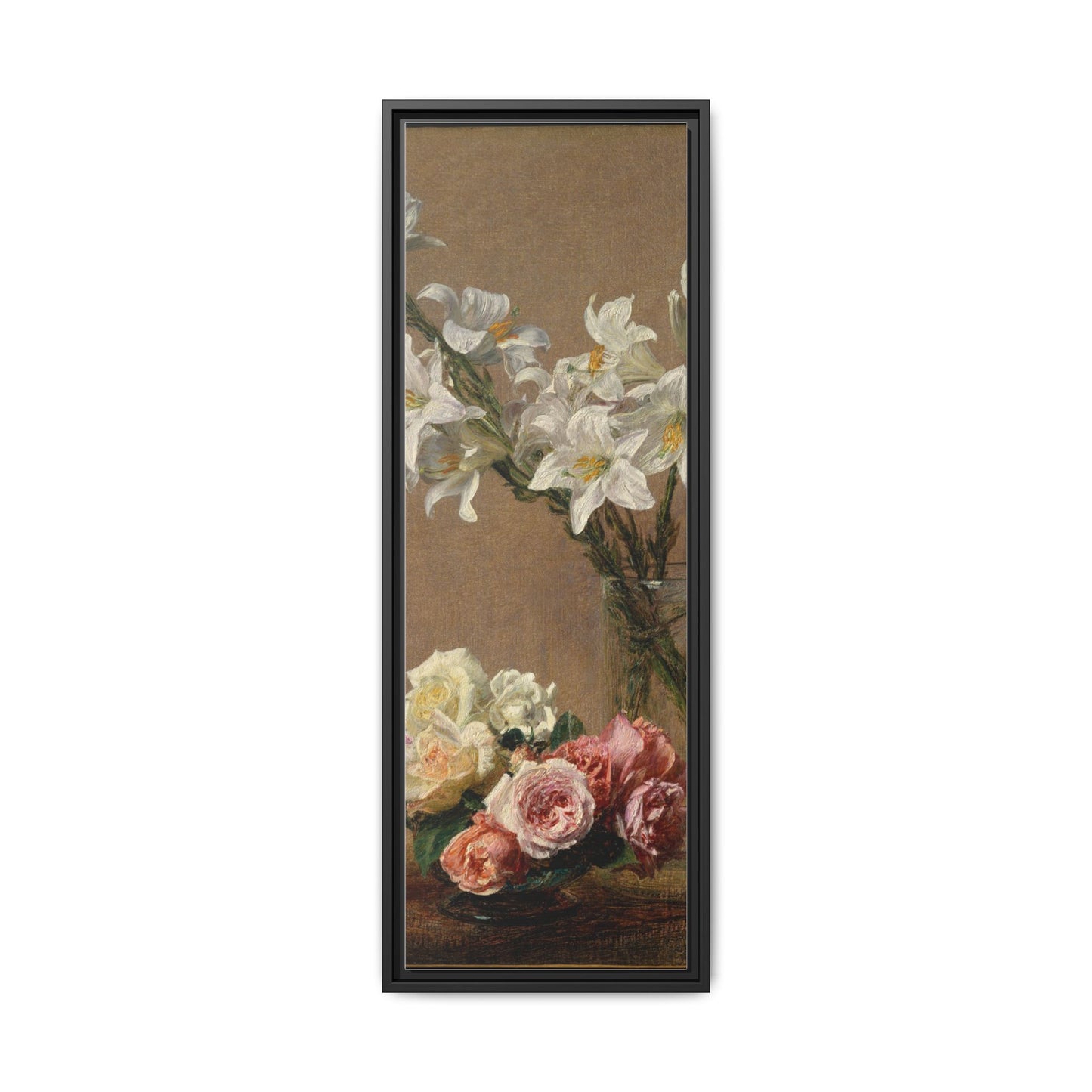 Henri Fantin-Latour : Roses and Lilies (1888) - Giclee Fine Art Print - Museum Collection Framed Canvas Print