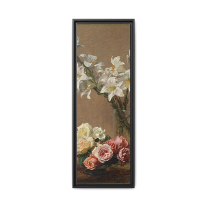 Henri Fantin-Latour : Roses and Lilies (1888) - Giclee Fine Art Print - Museum Collection Framed Canvas Print