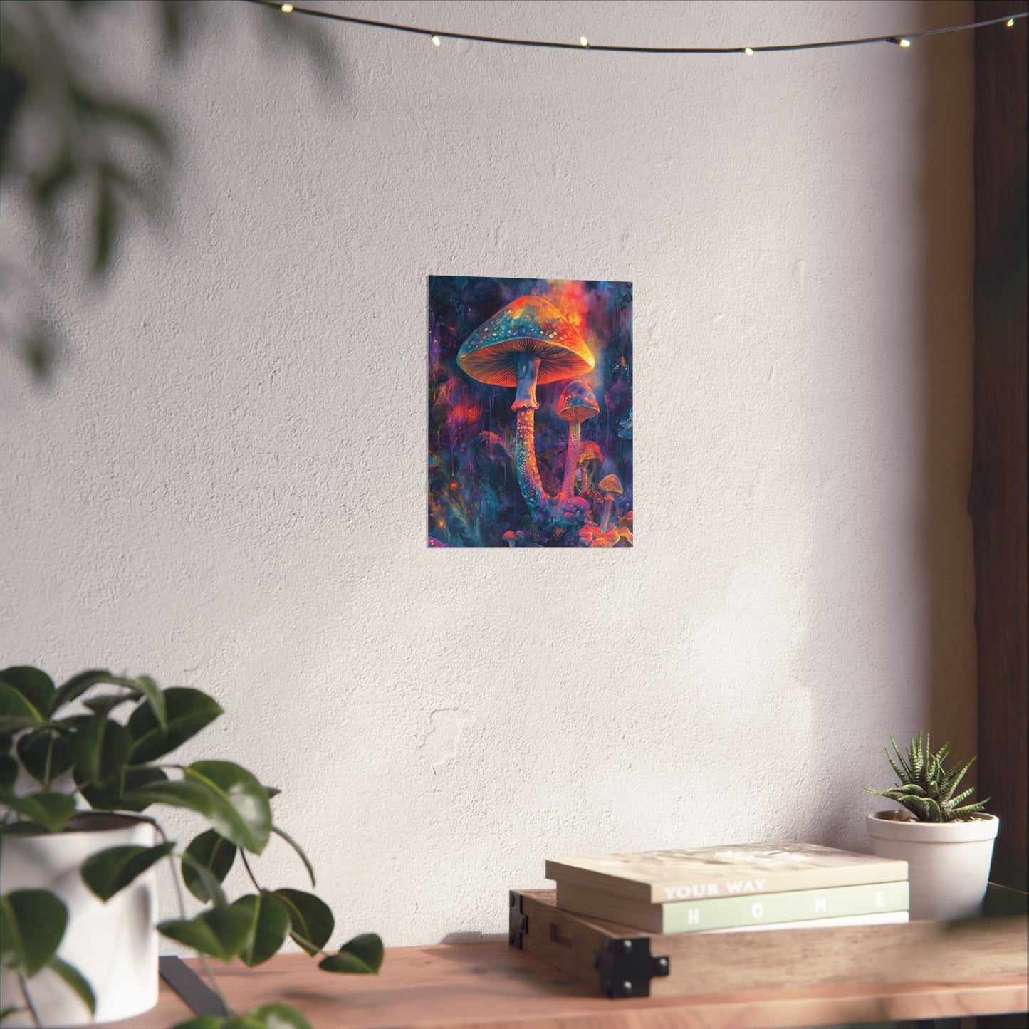 Trippy Mushrooms Poster - Psychedelic Wall Art - Vibrant Fine Art Print - Bedroom Posters - Home Décor