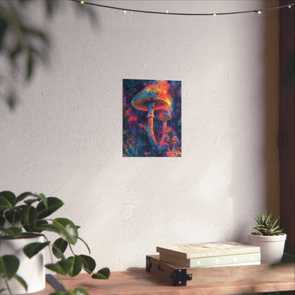 Trippy Mushrooms Poster - Psychedelic Wall Art - Vibrant Fine Art Print - Bedroom Posters - Home Décor