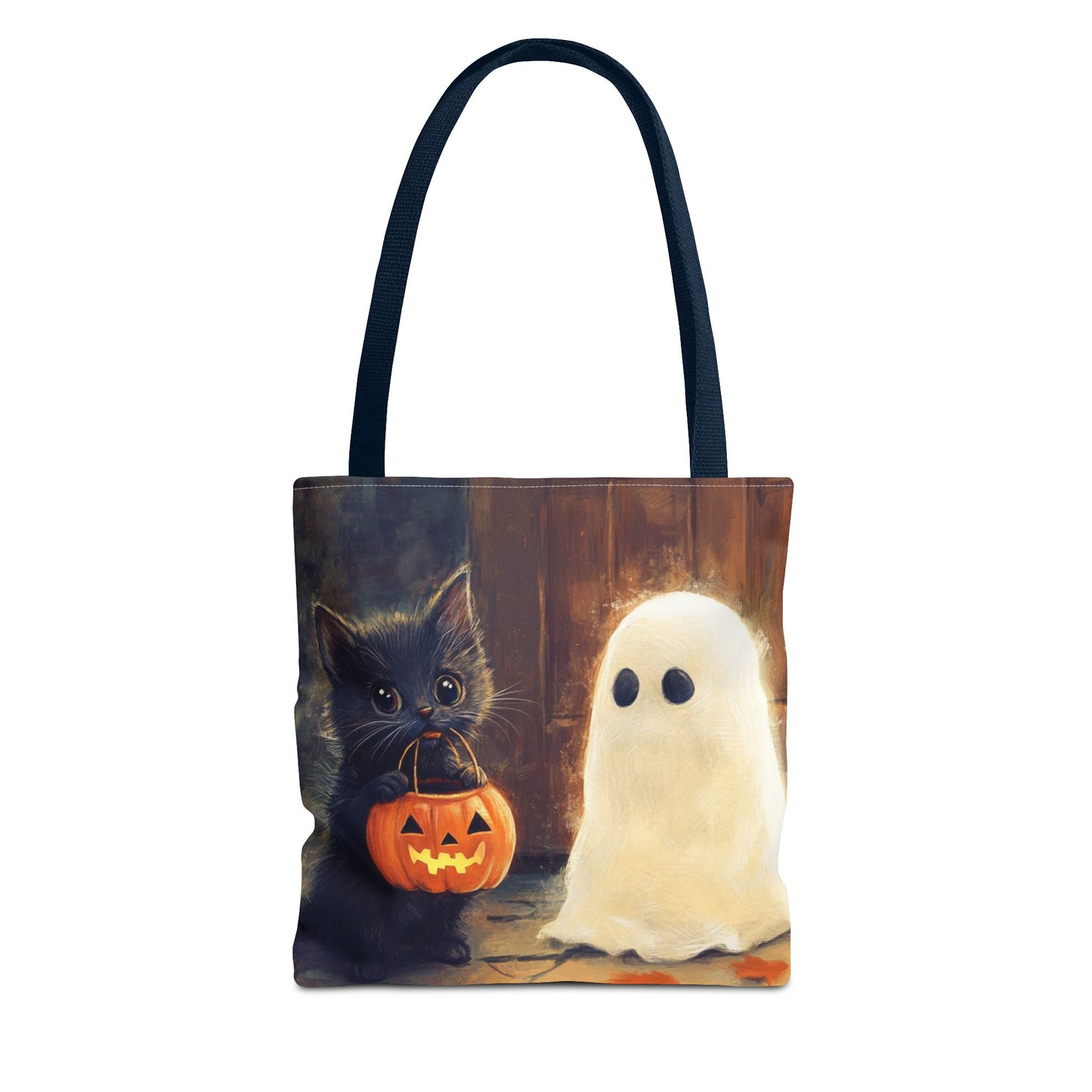 Trick or Treat Halloween Tote Bag - Kitten & Friendly Ghost