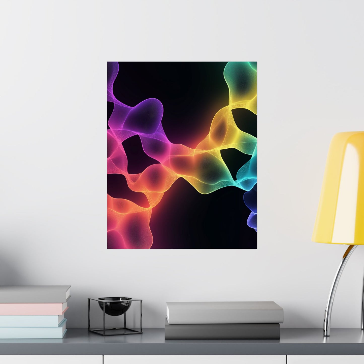 Vibrant Spectrum Abstract Poster - Colorful Wavelengths Energetic Art Print - Black Light Art - Spectrum of Light Wall Art