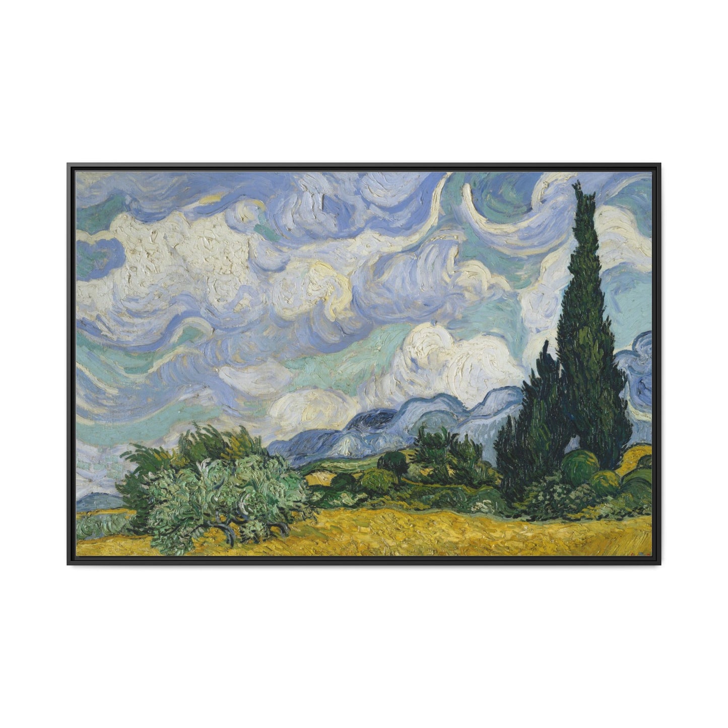 Van Gogh - Wheat Field with Cypresses - Museum Collection - Framed Canvas Print