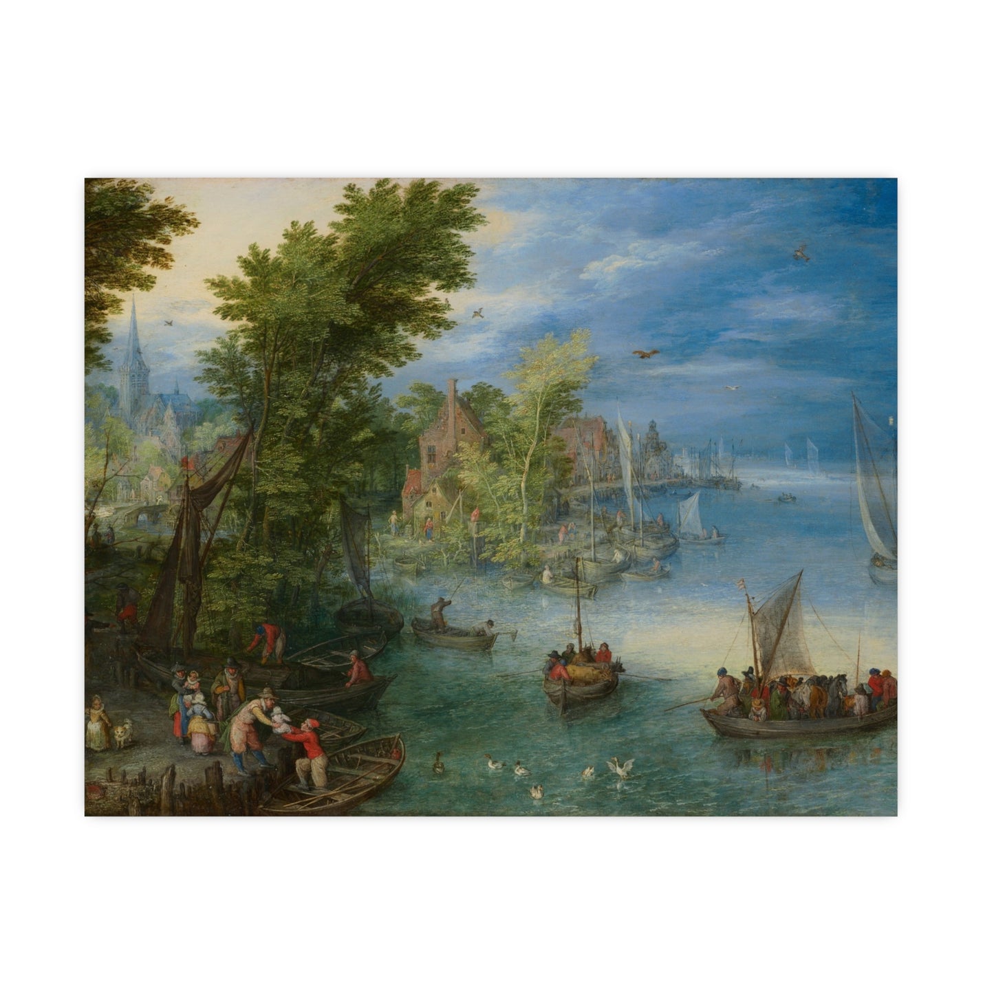 River Landscape Scene - Dutch Golden Age - Vintage Fine Art Print