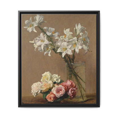 Henri Fantin-Latour : Roses and Lilies (1888) - Giclee Fine Art Print - Museum Collection Framed Canvas Print