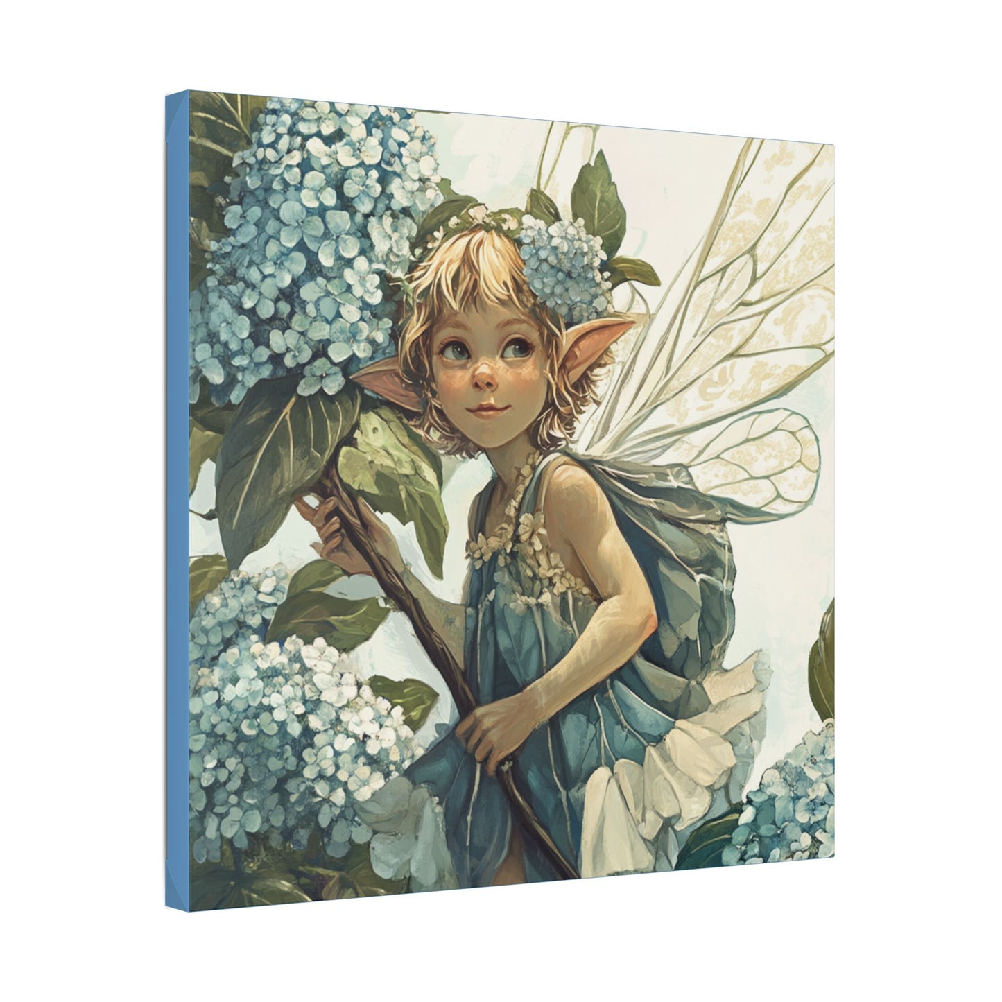 Blue Hydrangea - Flowers & Fairies Collection - Fine Art Print on Canvas
