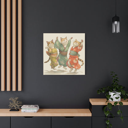 Cheery Cats Prancing - Wall Art Canvas - Home Décor