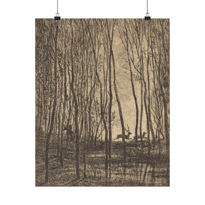 Deer Running Through Woods Nature Fine Art Print