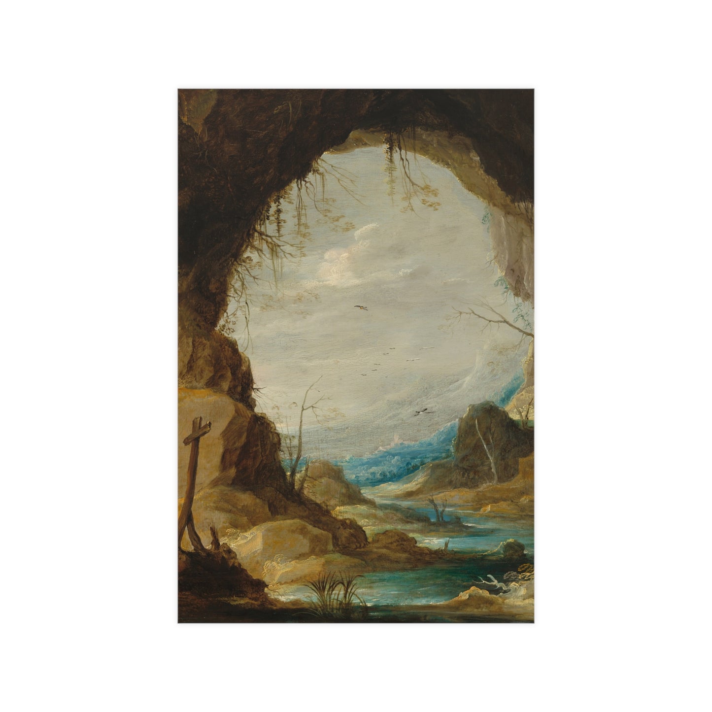 Vista from a Grotto - Romantic Cave Landscape Fine Art Poster