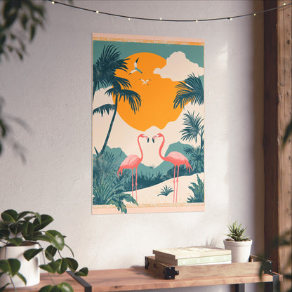 Welcome to Miami - Tropical Flamingo Poster - Boho Wall Art - Bohemian Art Prints - Home Décor