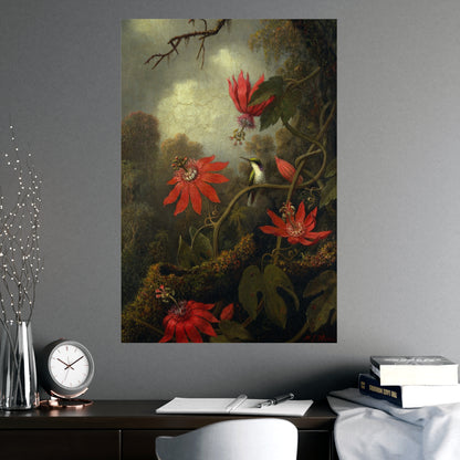 Hummingbird in Lush Tropical Landscape - Museum Collection - Fine Art Poster