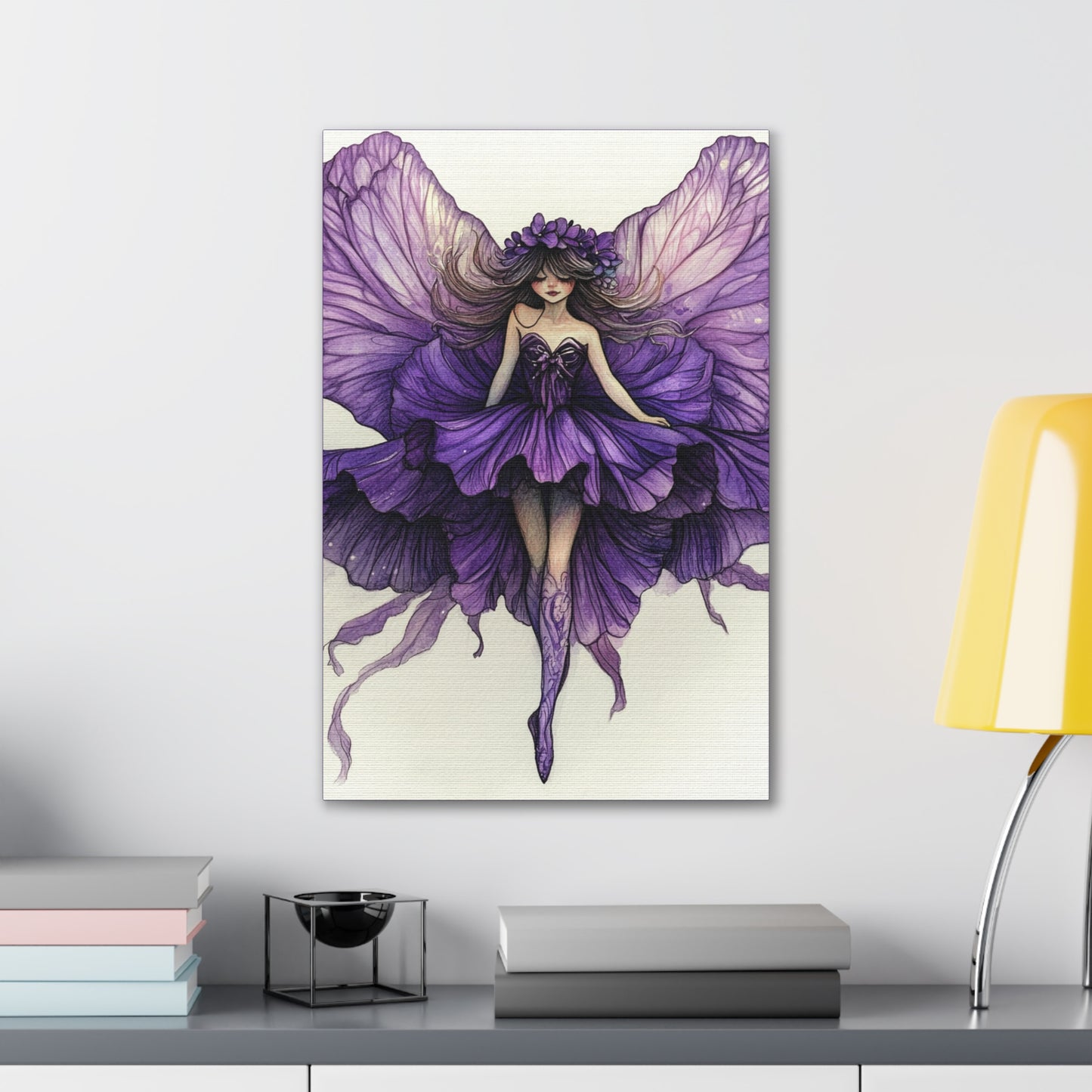 A Violet Affair - Fairies & Flowers Collection - Wall Art - on Canvas
