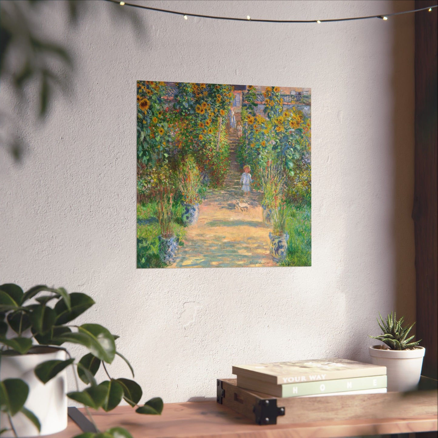 Monet - Garden at Vétheuil Sunflower Fine Art Print