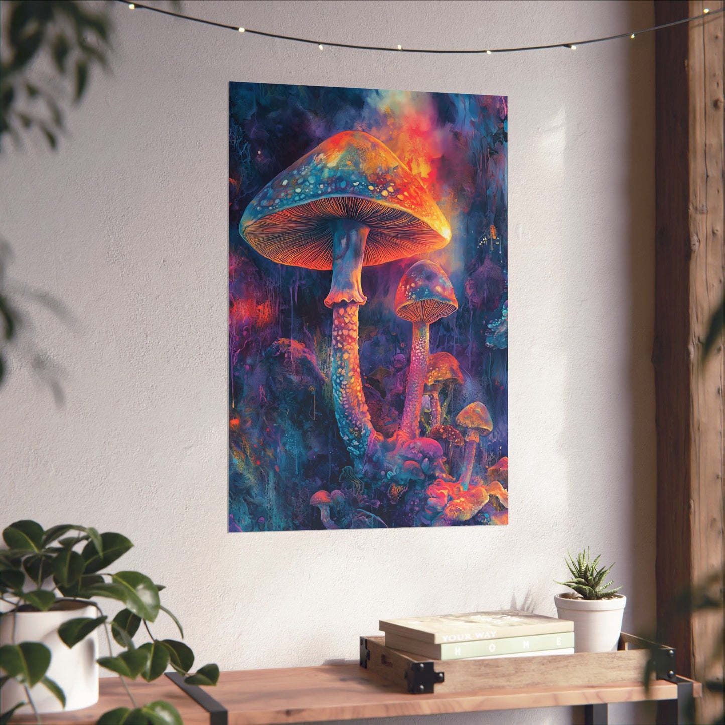 Trippy Mushrooms Poster - Psychedelic Wall Art - Vibrant Fine Art Print - Bedroom Posters - Home Décor