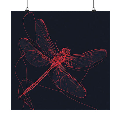 Red Dragonfly Fine Art Print -  Matte Poster – Modern Wall Art for Nature Lovers - Minimalist