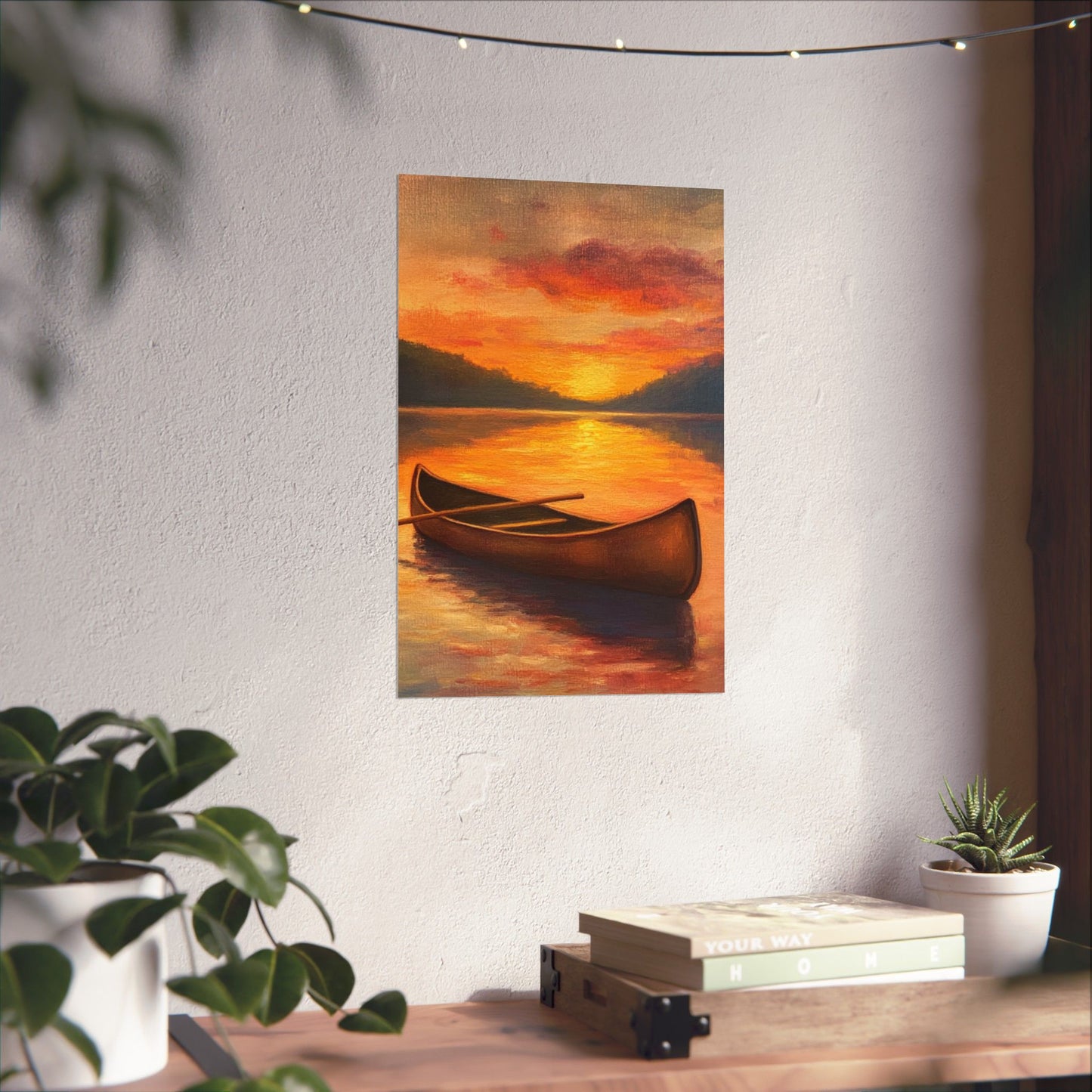 Summer Sunset Canoe on Lake Fine Art Print