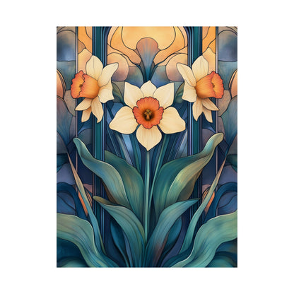 Elegant Daffodil Floral Fine Art Print - Matte Vertical Poster - Daffodil Art Print for Home Décor