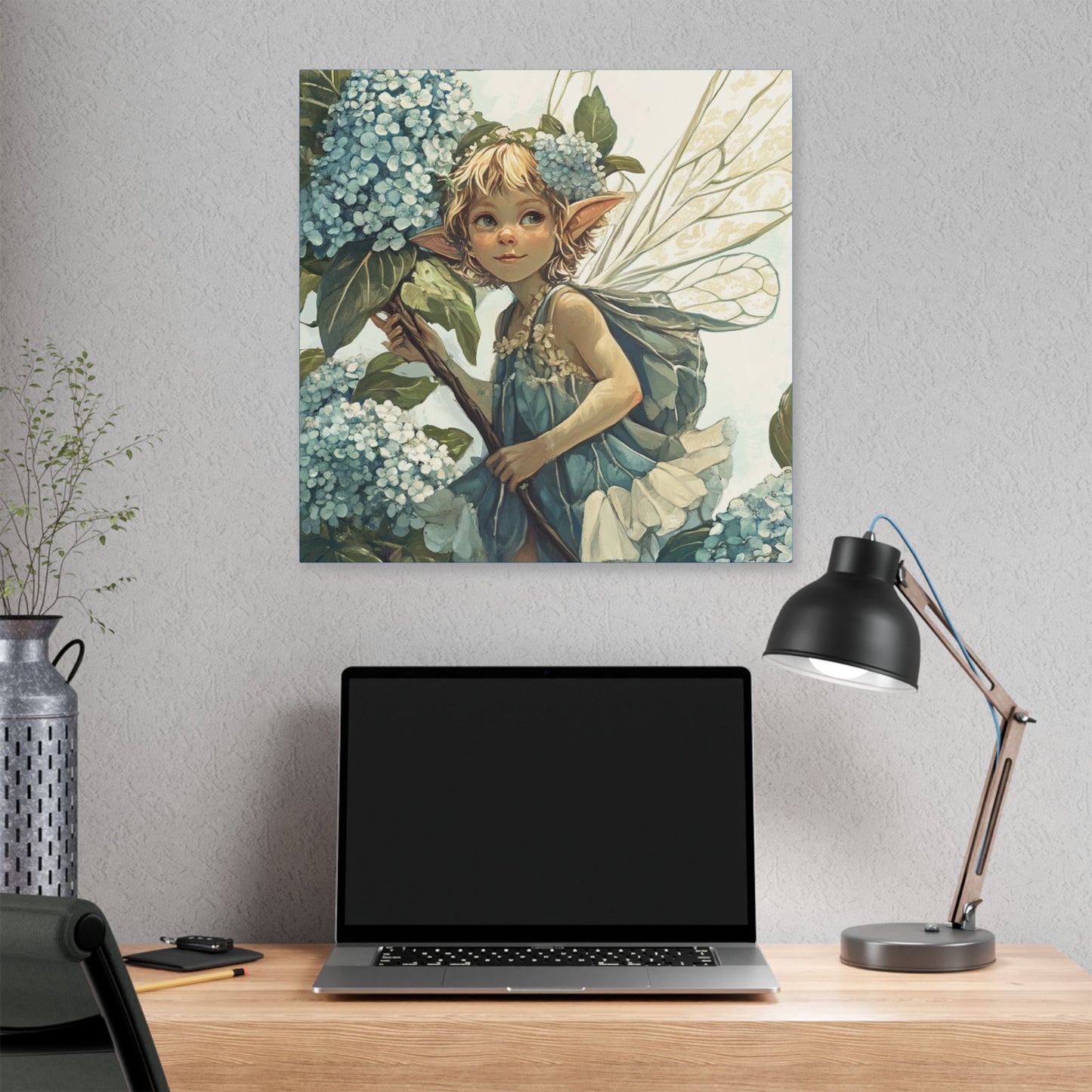 Blue Hydrangea - Flowers & Fairies Collection - Fine Art Print on Canvas