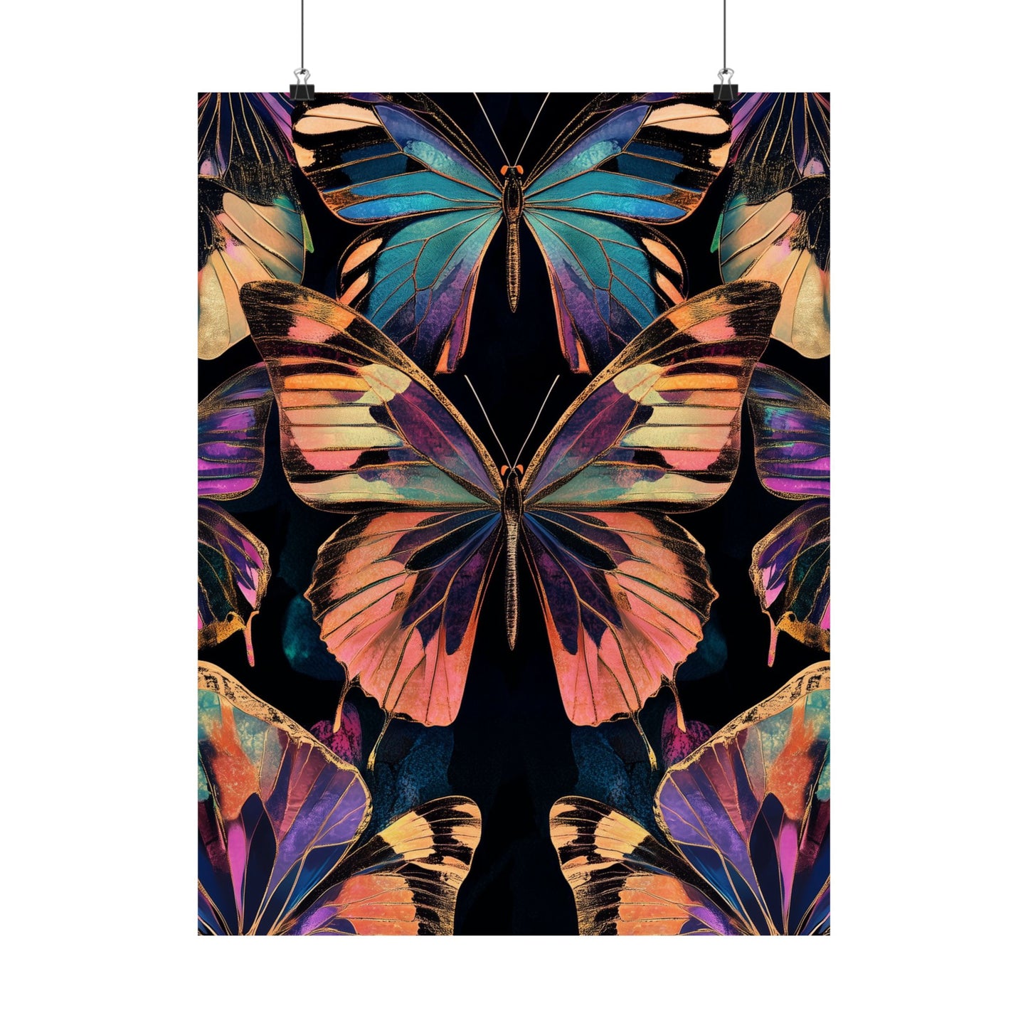 Vibrant Boho Butterflies Fine Art Pint - Matte Poster - Colorful Wall Art for Nature Lovers