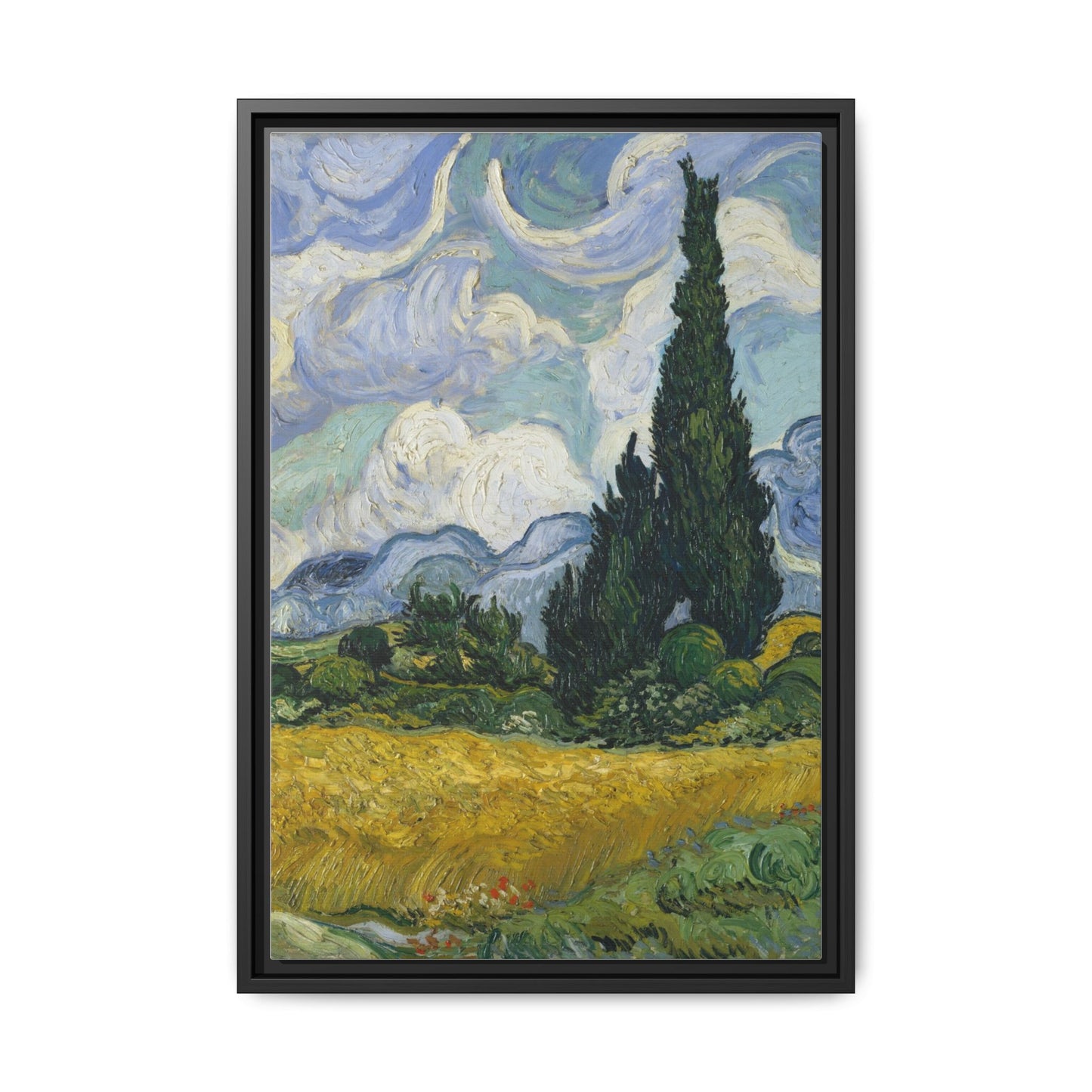 Van Gogh - Wheat Field with Cypresses - Museum Collection - Framed Canvas Print