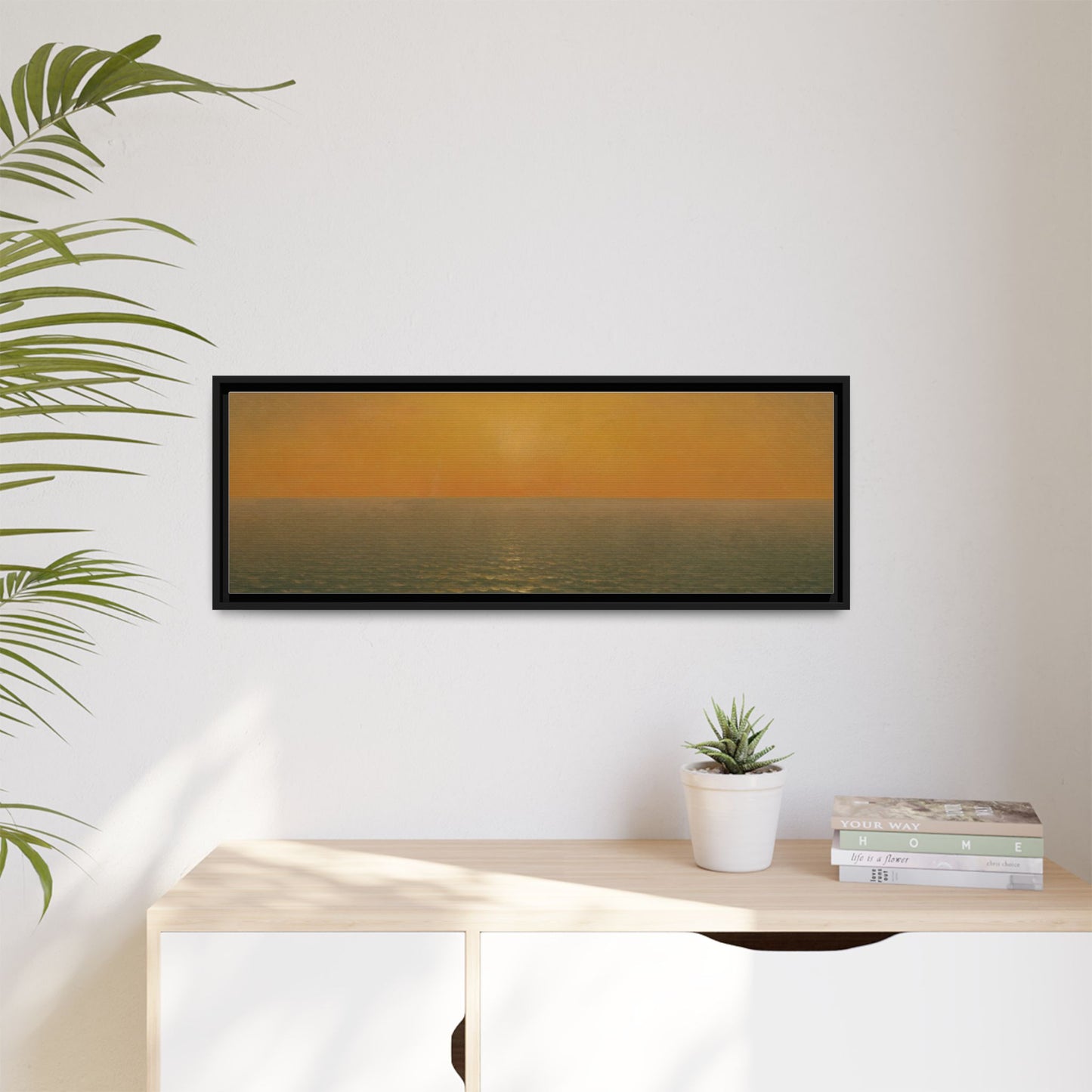 John Frederick Kensett : Sunset on the Sea (1872) - Museum Collection - Framed Canvas Print