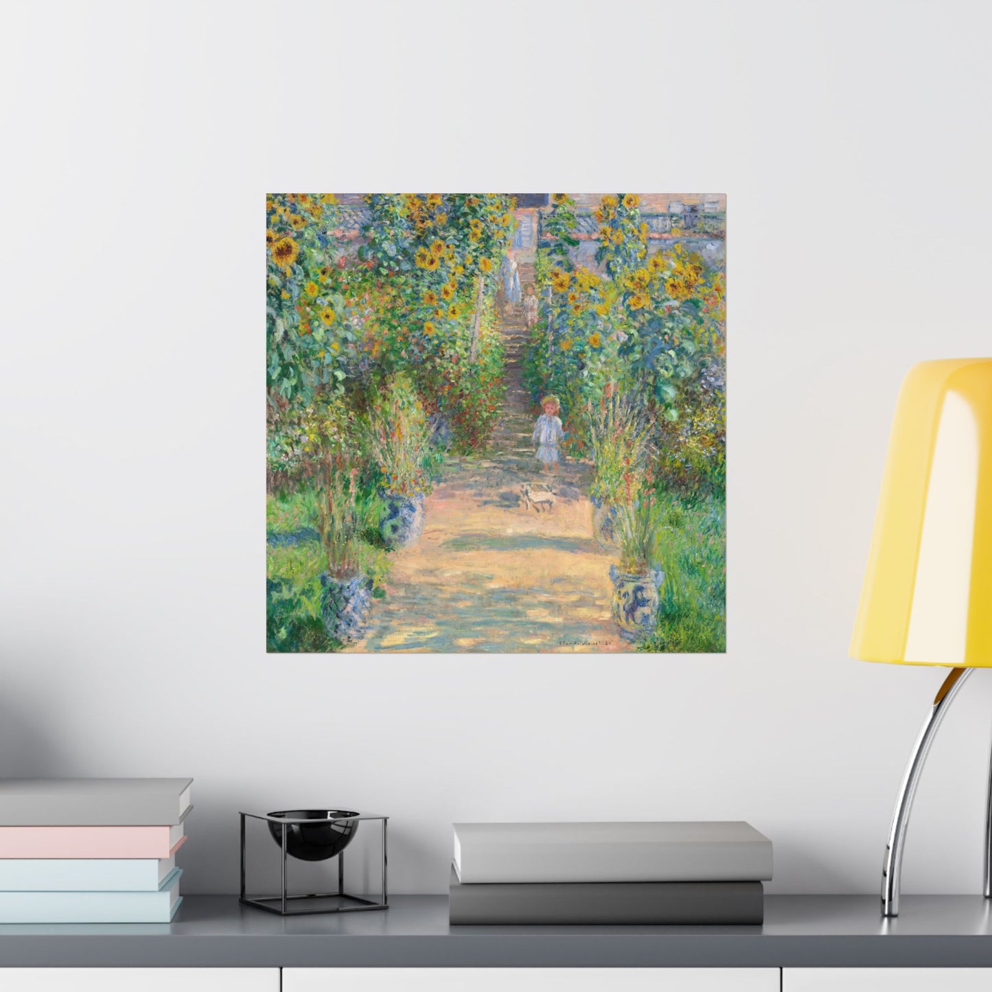 Monet - Garden at Vétheuil Sunflower Fine Art Print