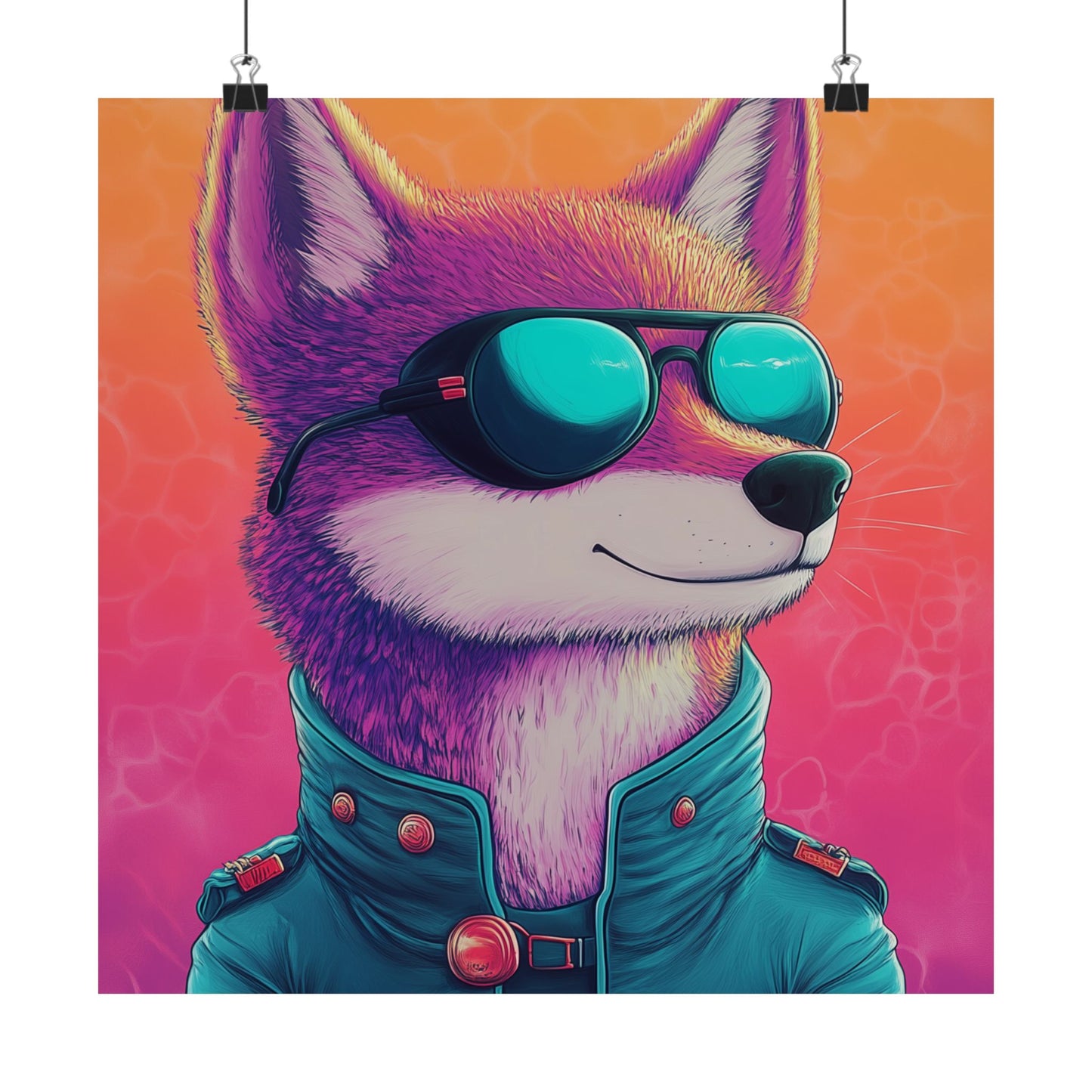 Fetching Fox - Whimsical Animals Art Poster Series - Trendy Wall Art - Vibrant Art Prints - Funny Animal Portrait Style Posters
