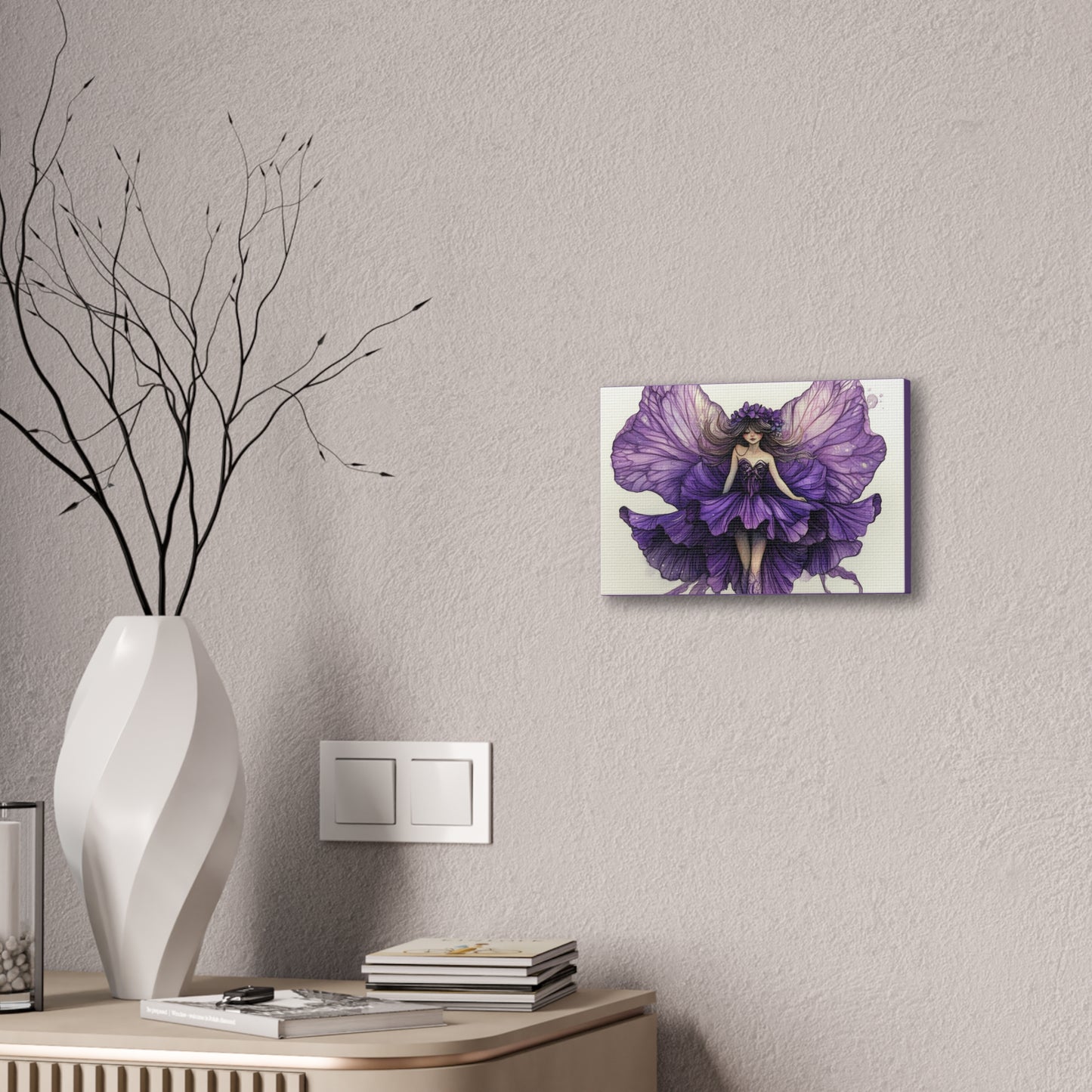 A Violet Affair - Fairies & Flowers Collection - Wall Art - on Canvas