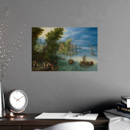 River Landscape Scene - Dutch Golden Age - Vintage Fine Art Print